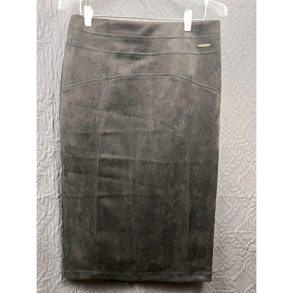 Marc New York Andrew Marc Faux Suede Leather Pencil Skirt Black SZ M Fall Winter